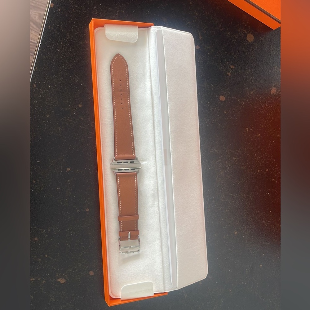 Hermes Apple Leather Watch Strap in Gold